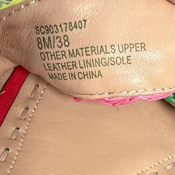 Alice + Olivia Josiey Rainbow Raffia Wedge Sandals Size 8 Colorful Platform Shoe - Picture 14 of 16